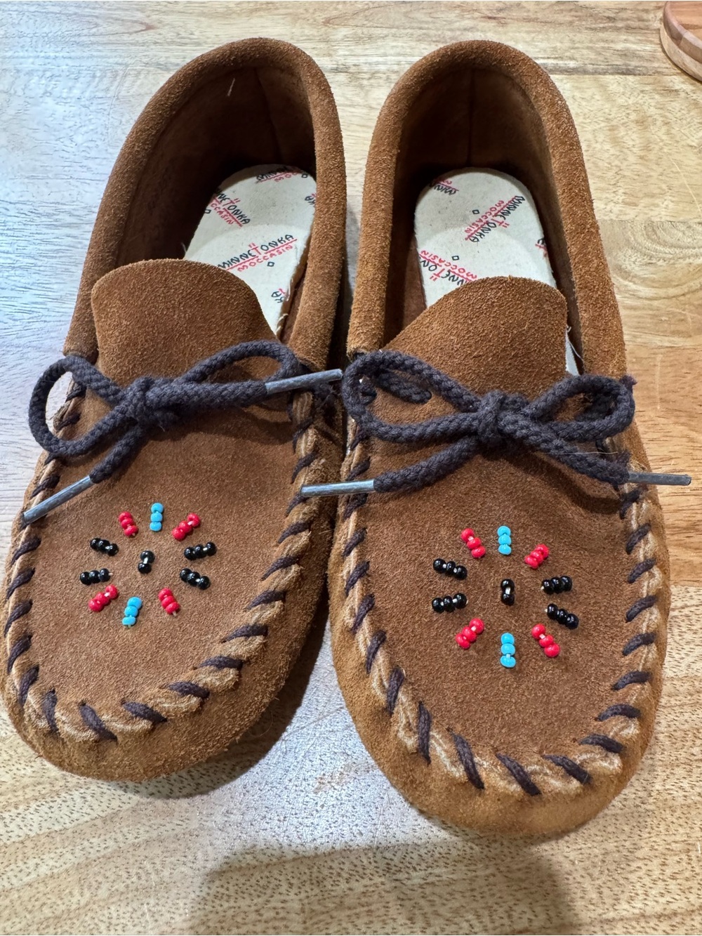 Minnetonka Brown Suede Kids Moccasins size 3